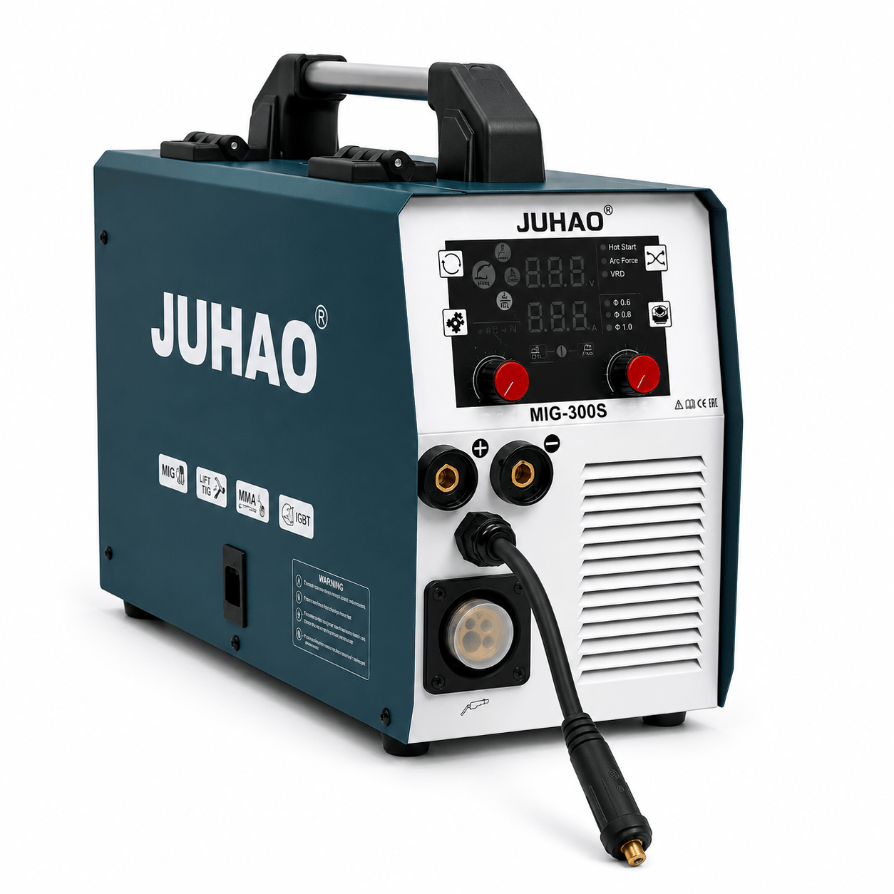 220V 200A 3-in-1 Welder with Gas MIG, Flux Core MIG, TIG & MMA, 60% Duty Cycle